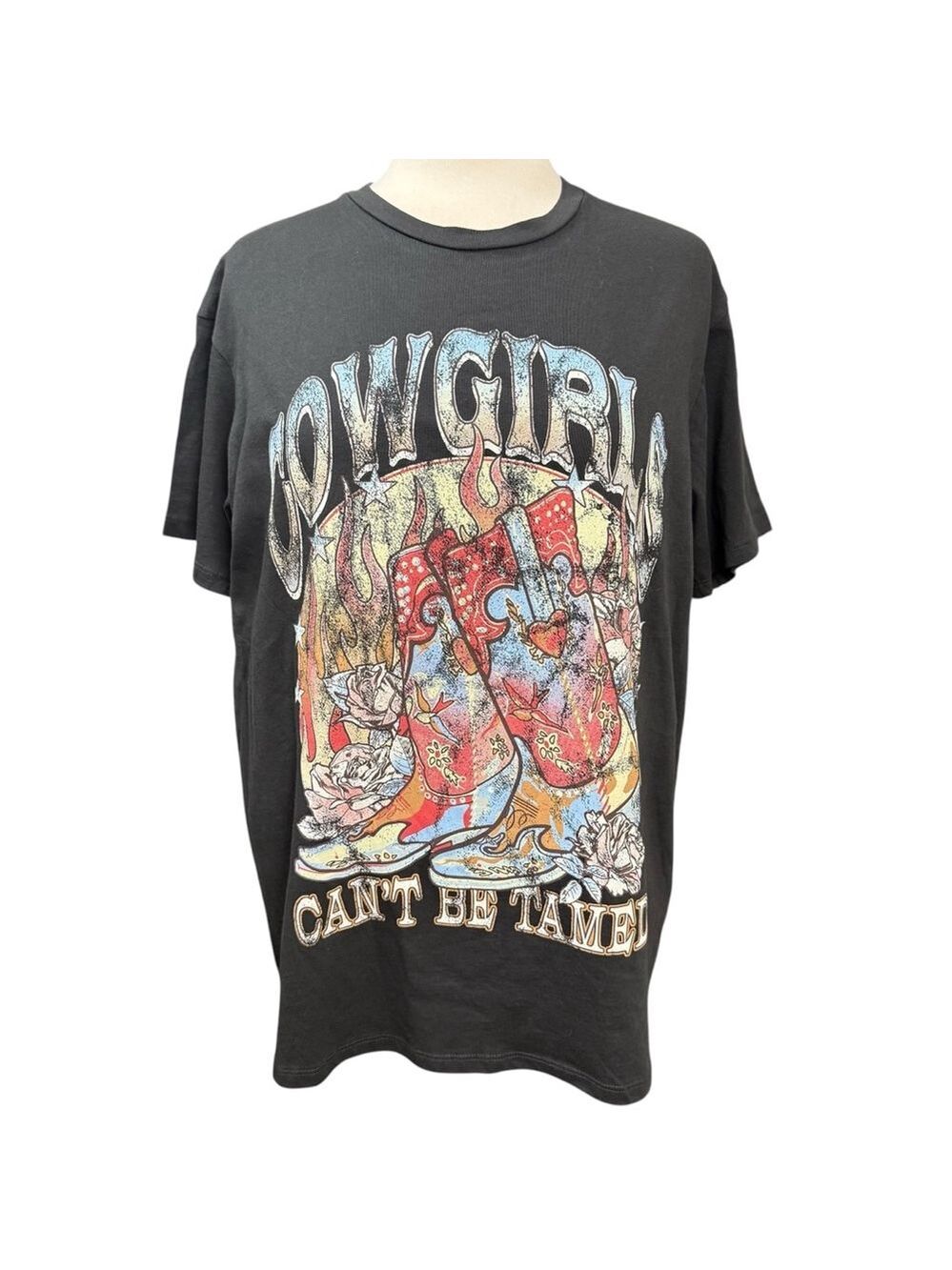Altar'd State Graphic Tee Shirt Size S Gray Cowgirls Can’t Be Tamed